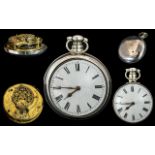 George III Sterling Silver Pair Cased Verge Pocket Watch with Wonderful Bullseye Glass Front.