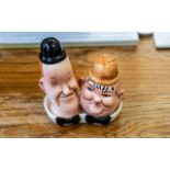 Beswick Rare Laurel & Hardy Vintage Salt & Pepper Pots, marked to base No 575.