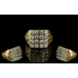 18ct Gold Diamond Signet Ring, set with 16 round modern brilliant cut diamonds,