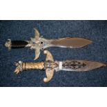 Two Heavy Good Quality Oriental Fantasy Decorative Display Daggers,