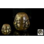 Japanese 4 Faced Okimono - Depicting 4 Faces of all Different Moods.