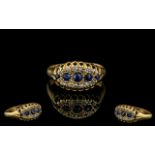 18ct Gold Attractive - Superb Blue Sapphire and Diamond Set Ring. Exquisite Setting / Design.