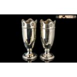 A Fine Pair Of Sterling Silver Tulip Shaped Vases - Excellent Design/Form with Circular Stepped