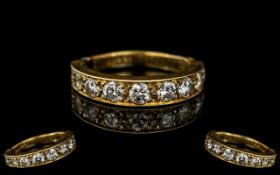 Ladies 18ct Gold Attractive Diamond Set Half Eternity Ring, marked 18ct to interior and shank.