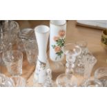 Quantity of Glassware, including various sizes and designs of vases, rose bowl, fruit bowl, glasses,