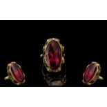 A Superb 14ct Gold Single Ruby Coloured Stone Set Dress Ring of Pleasing Proportions, With Wonderful