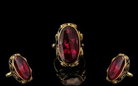 A Superb 14ct Gold Single Ruby Coloured Stone Set Dress Ring of Pleasing Proportions, With Wonderful