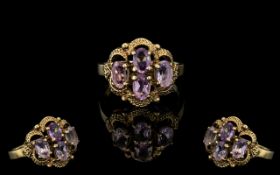 Ladies 9ct Gold Attractive Pale Amethyst Set Ring Hallmark London 1990. Ring Size P-Q, Weight 4.