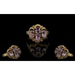 Ladies 9ct Gold Attractive Pale Amethyst Set Ring Hallmark London 1990. Ring Size P-Q, Weight 4.