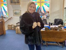 Ladies Black Mink Short Jacket, Fully Lined with Hook and Eye Fastening,
