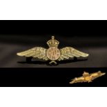 World War II 9ct Gold RAF Sweetheart Brooch, dated 1946. Marked 9ct, maker's mark C.H. Weight 3.