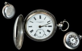 Victorian Period Sterling Silver & Demi-Hunter Pocket Watch. Hallmark Birmingham 1899.
