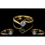 Ladies 18ct Gold Attractive Single Stone Diamond Ring. Full Hallmark for 750 to Interior.