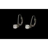 Platinum Pair Of Diamond Set Earrings - Marked 950,