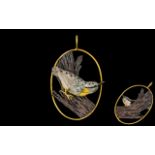 18ct Gold - Superb Quality Bespoke Large and Impressive Nuthatch Bird Pendant. The Central Bird