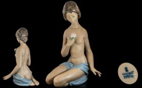 Lladro Gres - Rare and Impressive Huge Figure ' Nude with Rose ' Issued 1978 - 1979 ( One Year Only