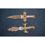 Two Heavy Good Quality Oriental Fantasy Decorative Display Daggers, with dragon and jewelled handle,
