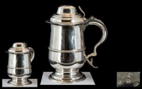 George III - James Stamp Superb Sterling Silver Quartz Tankard with Hinged Cover.