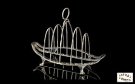 Aspreys Of London Superb Sterling Silver 4 Tier Toast Rack Of Boat Shape/Form -Supported on Lions