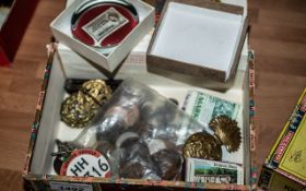 Good Collection of Misc Items, In An Old Bolivar Habana Cuba Cigar Box.
