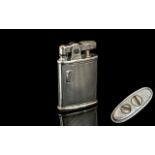 Ronson - Sterling Silver Engine Turned Cased Petrol Lighter, Marked Sterling Silver.