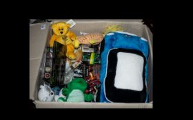 Quantity of Toys & Collectibles, including teddies, car cushion, Alien toys,