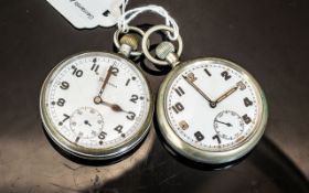 Two Military Pocket Watches, Arabic numerals and subsidiary seconds,