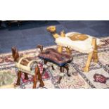 A Collection Of Three Camel Stools All Three Of Various Designs Of A Wooden Construction With