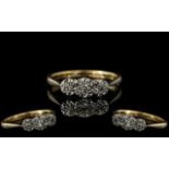 Antique Period Diamond Ring - Set In 9ct Gold and Platinum. Pretty Antique Ring, Diamond Set In