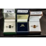 Two 9ct White Gold Dress Rings & One 9ct Yellow Gold,