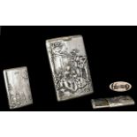 Dutch 19th Century Good Quality Silver Embossed ( Ornate ) Match Holder Vesta Case with Figural