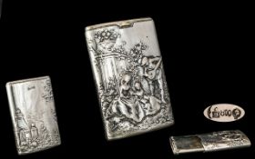 Dutch 19th Century Good Quality Silver Embossed ( Ornate ) Match Holder Vesta Case with Figural
