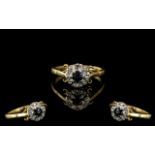 Ladies 18ct Yellow Gold Sapphire And Diamond Set Cluster Ring,