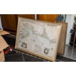 Large Vintage Map of Lancashire, mounted, framed and glazed. Measures 39" x 29".