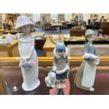 ( 3 ) Lladro Girl Figures. All Boxed and In Excellent Condition, Boxes a Little Worn.