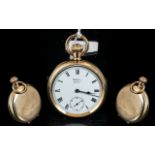 A Waltham Open Face Pocket Watch, white enamel dial, Roman numerals with subsidiary seconds, 48 mm.