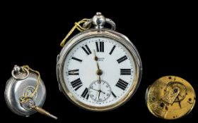 Victorian Period Sterling Silver Open Faced Pocket Watch - Lever (English). Serial No. 266058.