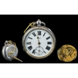 Victorian Period Sterling Silver Open Faced Pocket Watch - Lever (English). Serial No. 266058.