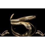 Antique Period Superb Quality & Realistic 9ct Gold Snake Bangle (Expands).