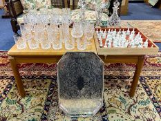 A Collection of Glassware and Decorative Thimbles to include, two cut glass decanters,