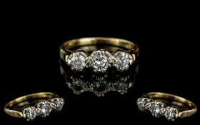 Ladies 18ct Gold 3 Stone Diamond Set Ring. Marked 18ct to Shank.