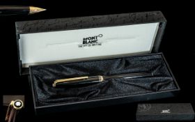 Mont blanc Classic Black and Gold Cased Fountain Pen, With 14ct Gold Nib with Mont Blanc Box.
