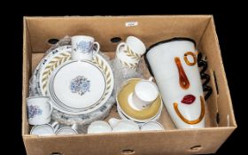 Quantity of Porcelain to include Wedgwood 'Cressida' Suzie Cooper design two cups and saucers and