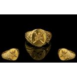 Gents 22ct Gold Signet Ring, Excellent Design to Front and Sides with Crossed Swords to Front.