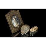Small Collection of Victorian Items, comprising an enamel picture in frame,