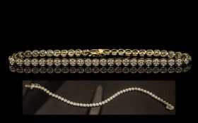 9ct Gold Diamond Set Line Bracelet. Full Hallmark for 9,375. Est Diamond Weight 0.50 pts.