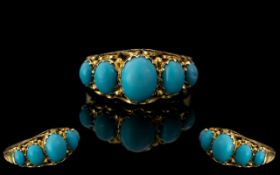 Antique Period Attractive 5 Stone Turquoise Set Ring,