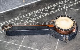 1920's 6 String Banjo Set with Mother of Pearl Insets.