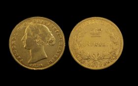 Queen Victoria 22ct Gold Young Head / Bun Head Full Sovereign. Sydney Mint.