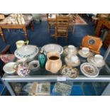 A Collection of Items to include an Art Deco mantle clock, Crown Devon Widdicombe Fair tankard,